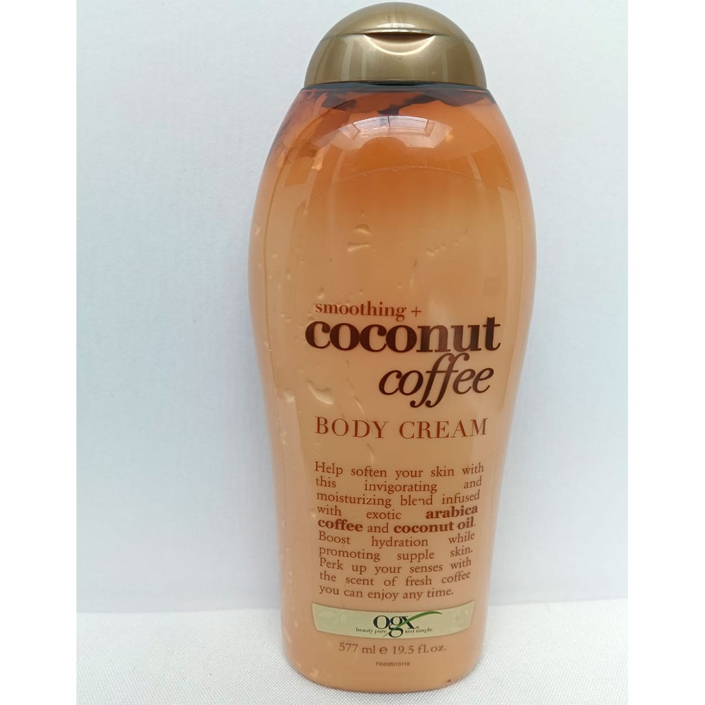 Coconut Coffee-Body Cream 577 ml Hidratación profunda que deja tu piel suave y radiante. Café arábica revitaliza y da luminosidad. Coco nutre y suaviza intensamente. Aroma cálido que te envuelve en un abrazo. Se absorbe rápido, sin residuos grasosos. Envío gratis.